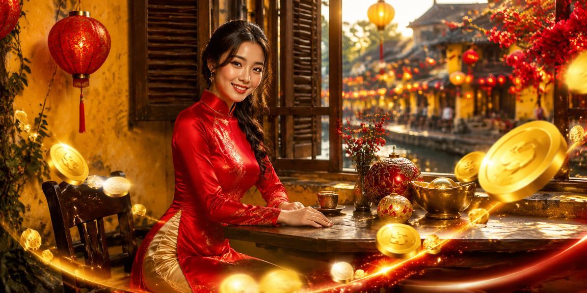 Không gian giải trí casino online tại Hội An với người chơi trong trang phục áo dài truyền thống